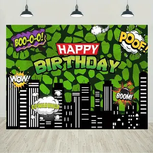 Green Turtle Birthday Background - perfect for boy birthday parties, boy photo booths and birthday banner decorations