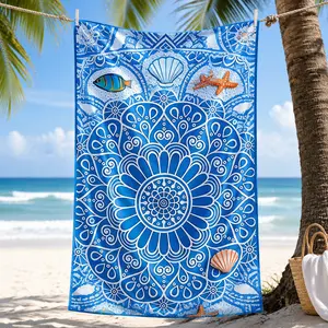 Lightweight Soft Modern Beach Towel (30"x60")-Party Favors Towel, Wedding Gift Towel, Starfish & Shell Pattern Design Towel,for Pool & Travel Use
