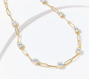 Steel by Diamonique Station & Link Necklace