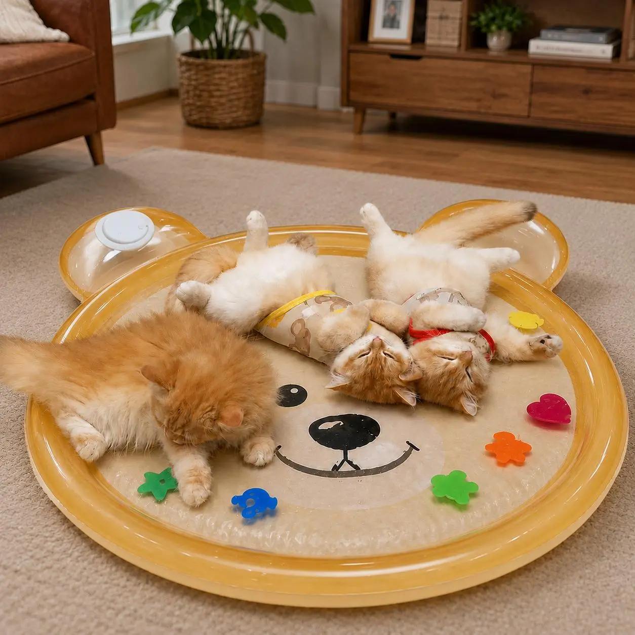 Cooling Water Play Mat for Dogs & Cats | Built-in Floating Interactive Toys | Fill with Water | PVC Summer Cooling Pad