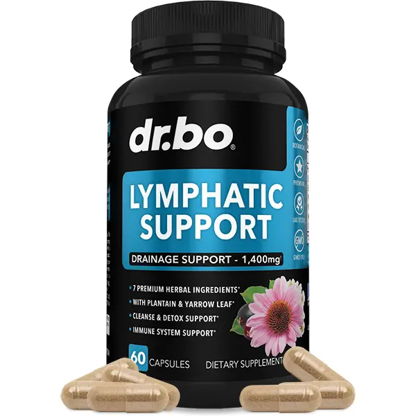Dr. Bo Lymphatic Support Herbal Capsules - Lymphatic Cleanse with Echinacea, Elderberry, Blue Vervain - Vegan Nutritional Support - 30 Servings
