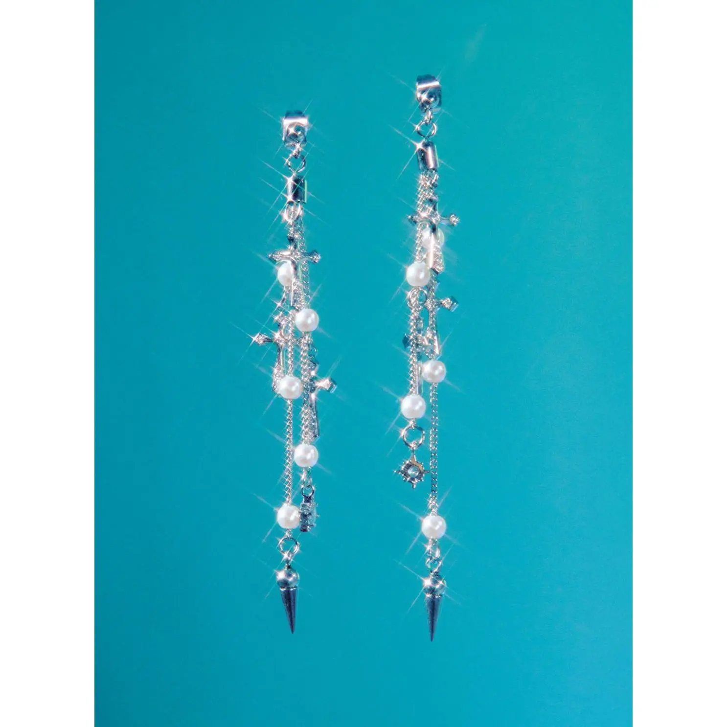 MULTI CROSS PEARL EARRINGS