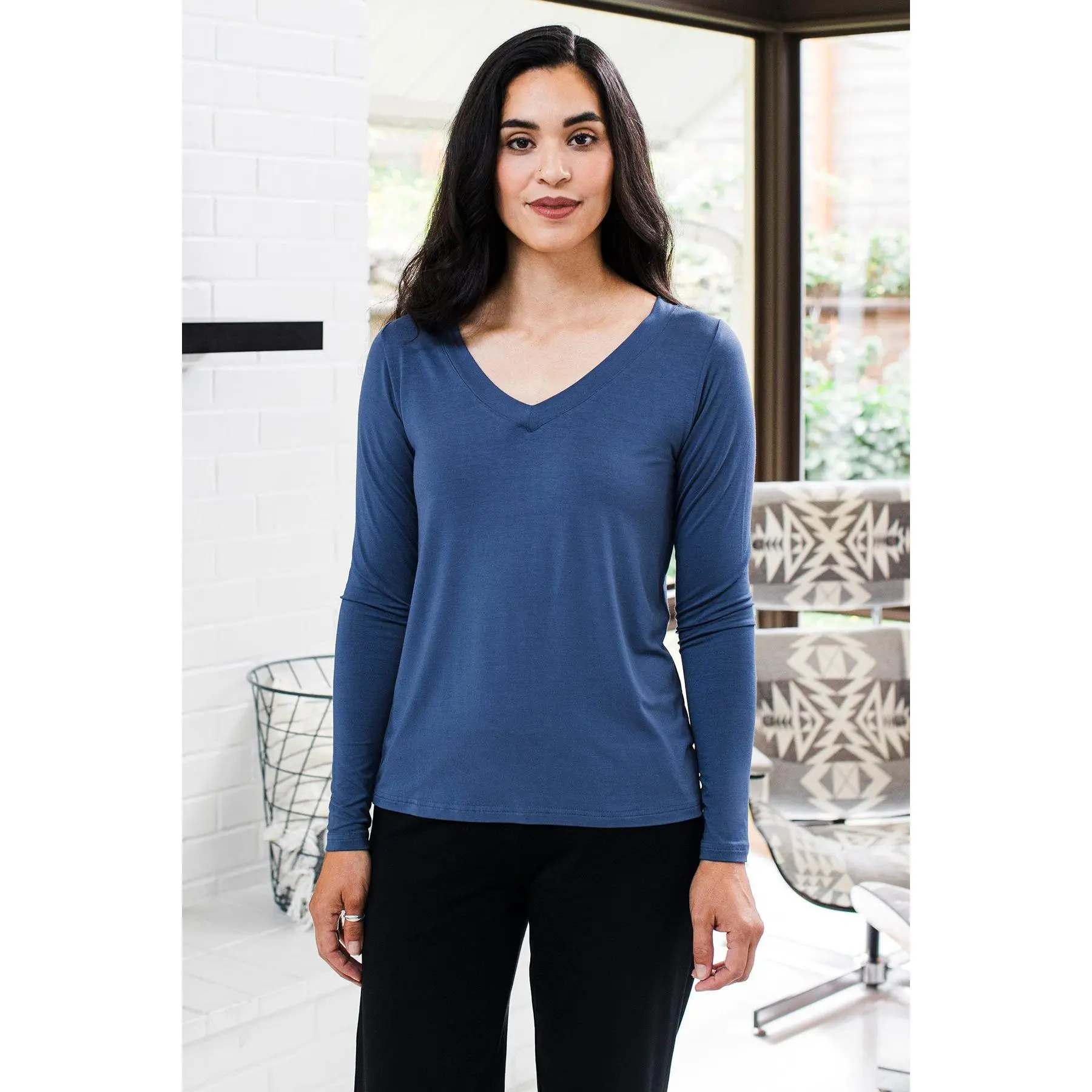 Jill V-Neck Long Sleeved Bamboo Top