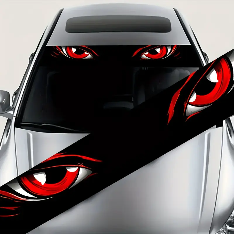1PC Devil's Eye Car Front Windscreen Sticker, Windshield Sticker, Car Decals, Automotive Decals, Waterproof and Anti-scratch, Self-adhesive, Suitable for Car Truck Off-road SUV Windscreens, Vehicle Modification Enthusiasts' Gifts