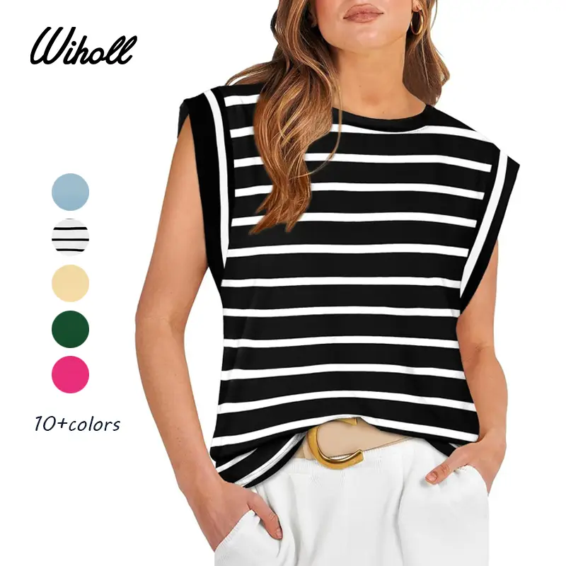 WIHOLL Cap Sleeve Tops for Women Summer Top Basic Tee Shirts Casual Tank Loose Fit 2025 Fashion