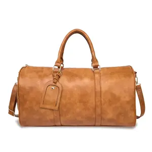Brown  Leather Big Capacity Duffle Bag