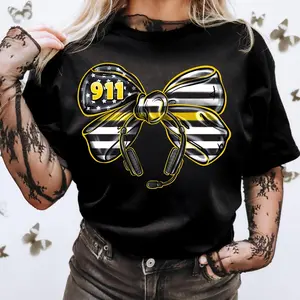 Coquette 911 Dispatcher Shirt – Cute Bow Tee for Emergency Operators