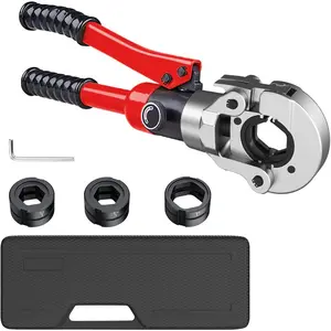 Hydraulic Copper Tube Crimping Tool,Copper Pipe Fittings Crimping and Plumbing Tool with Crimping Dies Jaw 1/2", 3/4", 1" (RED)