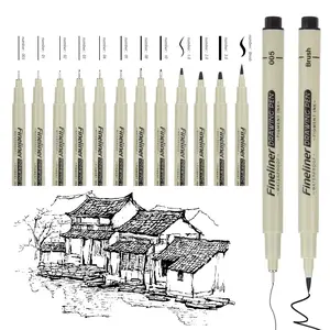 Professional Sketching & Drawing Set Art School Supplies - Black Fine Liner Pens, Waterproof & Quick-Drying Ink for Artists