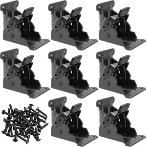 8 Pack Foldable Support Bracket, Folding Table Leg Brackets with Screws, Folding Shelf Brackets 90 Degree Lock Extension Hinge for Table Legs, Black