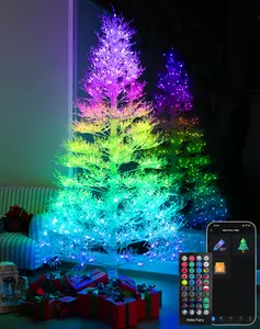 Avatar Controls 7.5FT Pre-lit White Artificial Christmas Tree, RGBW 500 LED Lighted Artificial Christmas Tree with APP Control, 105 Preset Modes,DIY,Music,Timer, Holiday Christmas Tree Decration for Indoor,Party Decor