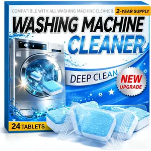 Enzyme Washing Machine Cleaner Tablets (24 Pack) - 2X Power Deep Clean Laundry Machine Cleaner Descaler for HE, Front Load & Top Load Washer, Removes Odor, ,  & Buildup (2-Year )