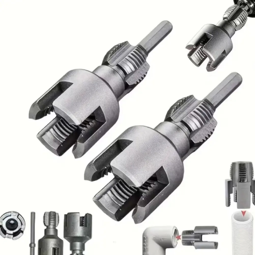 Home Essentials | 3-Piece Heavy-Duty Alloy Pipe Threading Tool Set, 1/2", 3/4", 1" Internal & External Threads, Electric Drill Compatible PVC & Plastic Pipe Threader, Ideal for DIY & Professional Plumbing Installations, Works with PVC, PPR, MPP Pipes