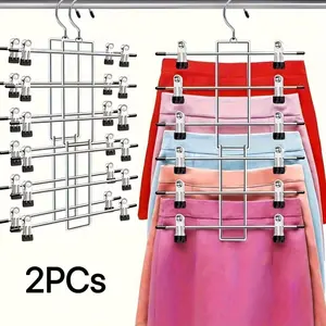 Two-Piece Heavy-Duty Closet Organizer Pants Hangers with 360° Rotating Hooks, Space-Saving Metal Rack for Home, Dorm, Retail Store