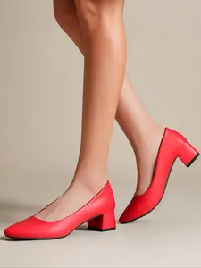 Women's Elegant Solid Color Pointed Toe Heel Shoes, Fashionable Pumps for Party, Wedding, Daily Clothing Decor for Women & Girls