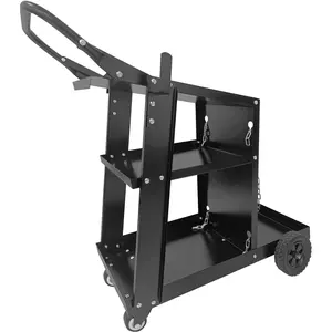 Iron 3 Tiers Rolling Welding Cart with Upgraded Wheels and Tank Storage for MIG Welder and Plasma Cutter Weight Capacity 220 LBS