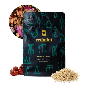 Redmint Absolute Rest Herbal Tea,Rooted in TCM with Jujube Date, Barley and Rose, with Corn Fiber Tea Bag, 10 Pouches per Bag