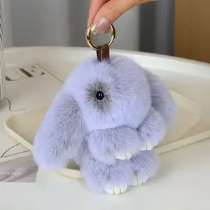 Handmade Cute Bunny Plush Keychain, Adorable Knitted Design, Perfect for Car, Bag, Phone, Fuzzy Keychain, Ideal Gift for Holidays & Birthdays