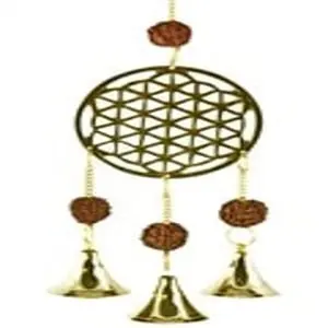 Flower of Life Brass Chime with Rudraksha Beads 10 Long