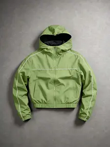 Men's Reflective Striped Hoodie Jacket, Windproof Wrinkle-Resistant Fabric, Casual Long Sleeve Fitted Design, All-Season Streetwear