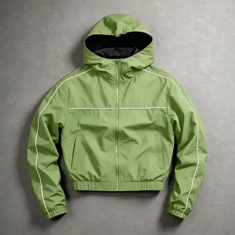 Men's Windproof Hooded Jacket, Long Sleeve, Striped Design, Zip Closure, Adjustable Hood, Side Pockets, Elastic Waist, All Seasons, Casual Style, Coats, Casual Fashionable Jacket