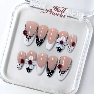 NailPhoria RUBY BUG - Handmade Press-On Nails | Reusable, Salon-Quality, Long-Lasting, Glossy Design