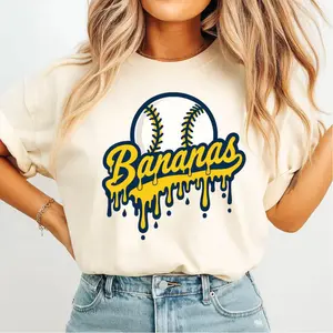 Funny Banana Baseball T-Shirt Cartoon Mascot Graphic Tee Cute Sports Streetwear Unisex Shirt Trendy Gift for Men Women