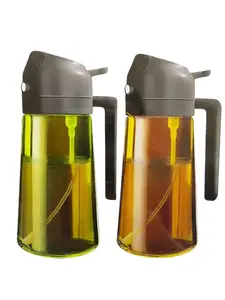 2 Count 16oz/470ml Glass Olive Oil Spray for Cooking, 2 in 1 Oil Dispenser for Kitchen Spray and Pour, Premium Light-Blocking Oil Bottle, Food-Grade Spray Bottle, for Salad, Air Fryer