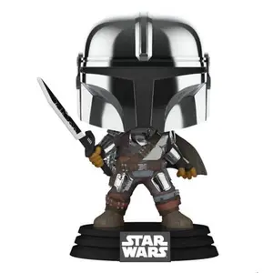 Funko POP! Star Wars Mandalorian with Darksaber (Chrome & Glow in The Dark), Exclusive