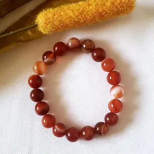 Carnelian Crystal Bracelet - 8mm & 10mm Beads, Natural Color, Lightweight Design