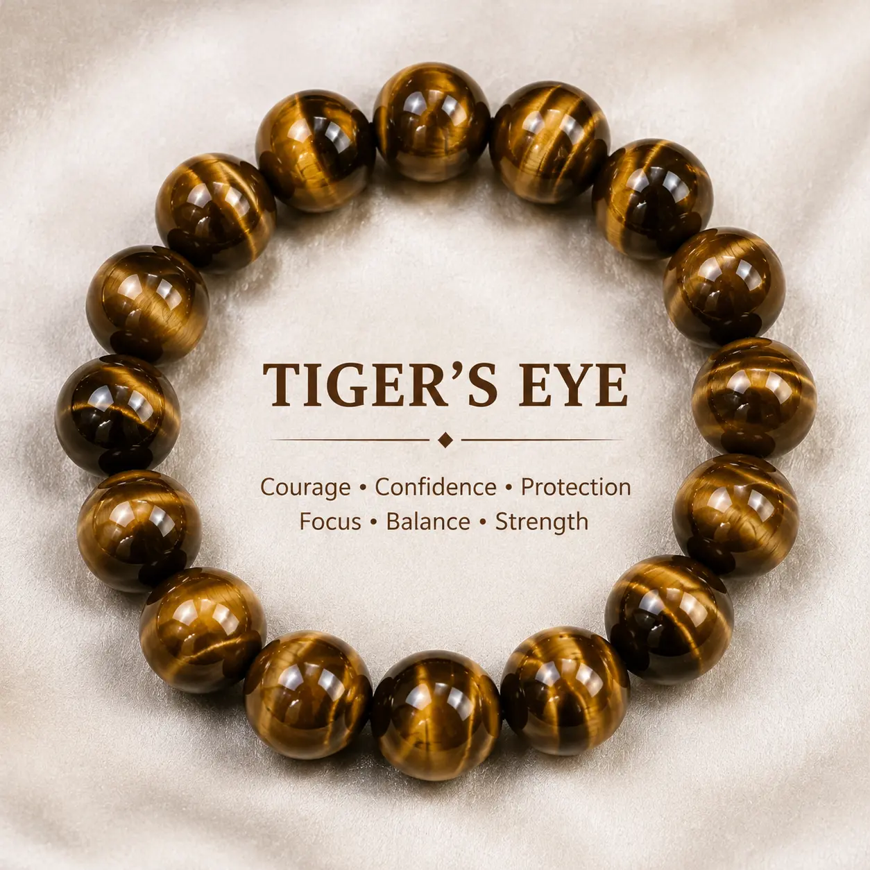 Tiger‘s Eye Beaded Bracelet, Courage & Protection Stone for Confidence, Grounding and Good Fortune, Daily Wear Meditation Yoga Gift, 8mm Unisex