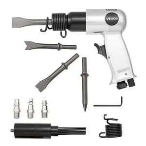 Summervibes VEVOR Air Hammer, 4500BPM Pneumatic Hammer with Rust Removal Air Needle Scaler 4PCS Chisels Round Shank, Lightweight Compact Air Chisel Pneumatic Shovel Tool for Cutting Scraping Demolishing