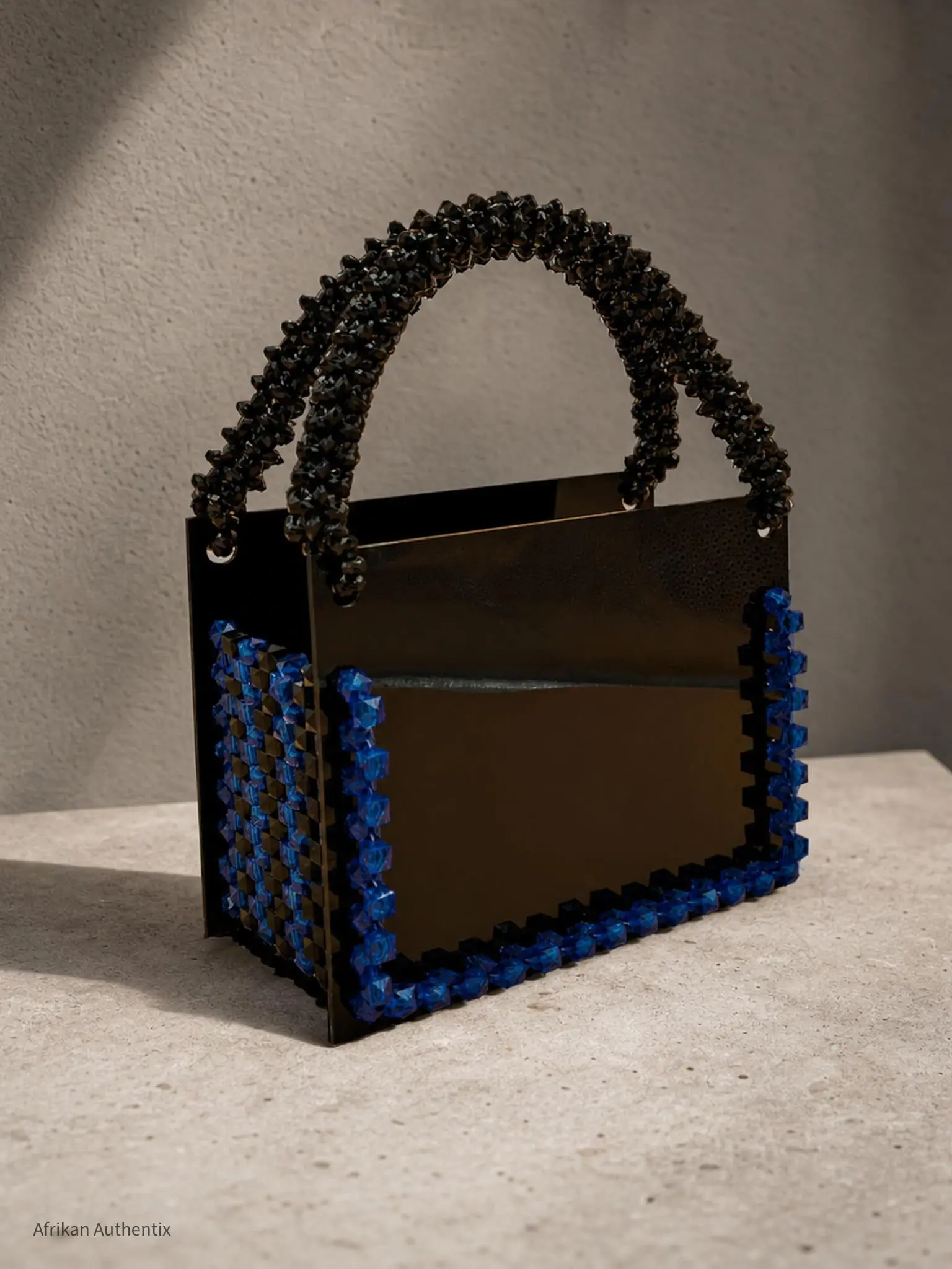 Farida Black and Blue Beaded Bag