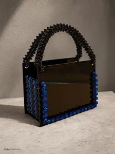 Farida Black and Blue Beaded Bag