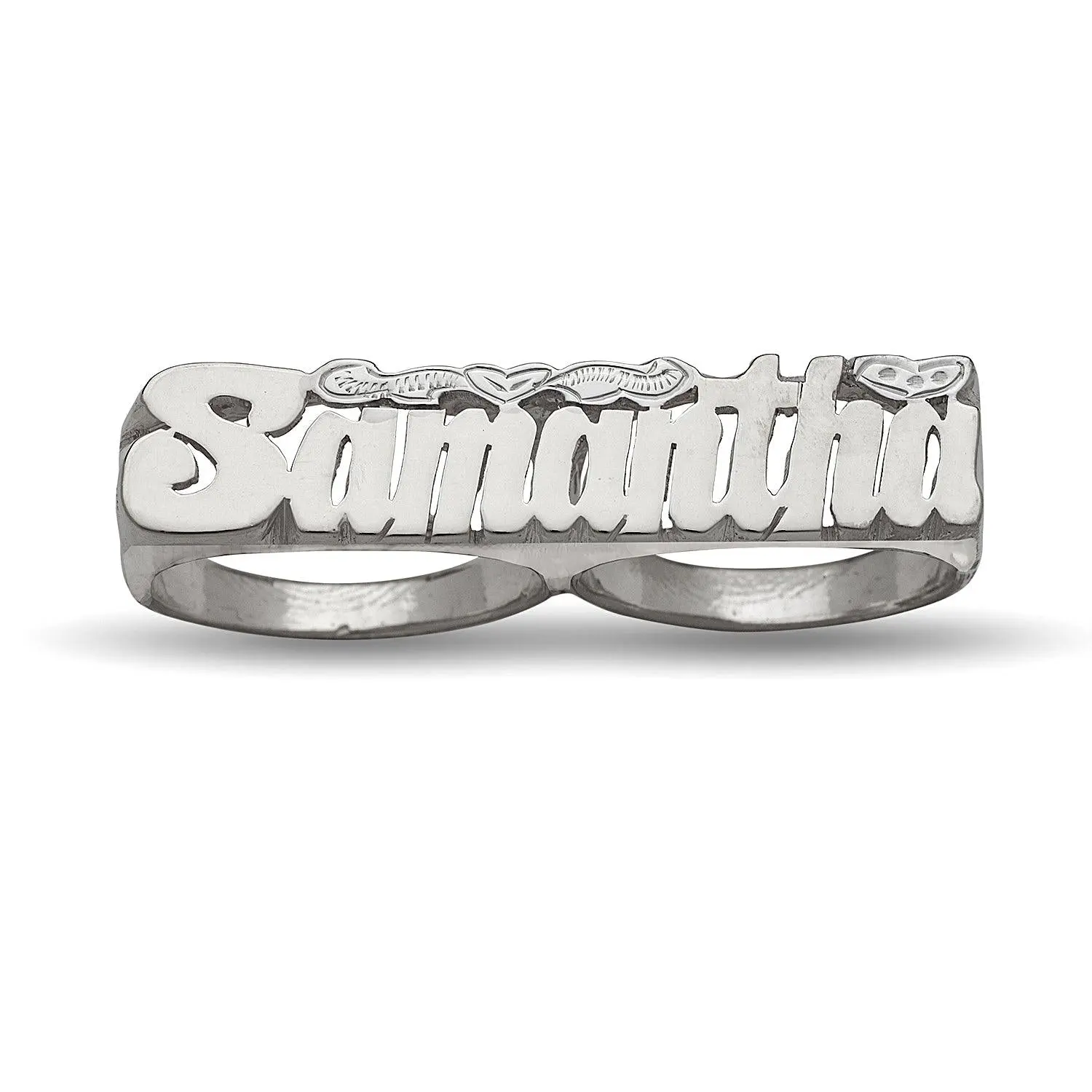 Script Two Fingers 925 Sterling Silver Name Ring
