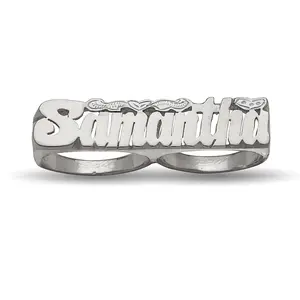 Script Two Fingers 925 Sterling Silver Name Ring