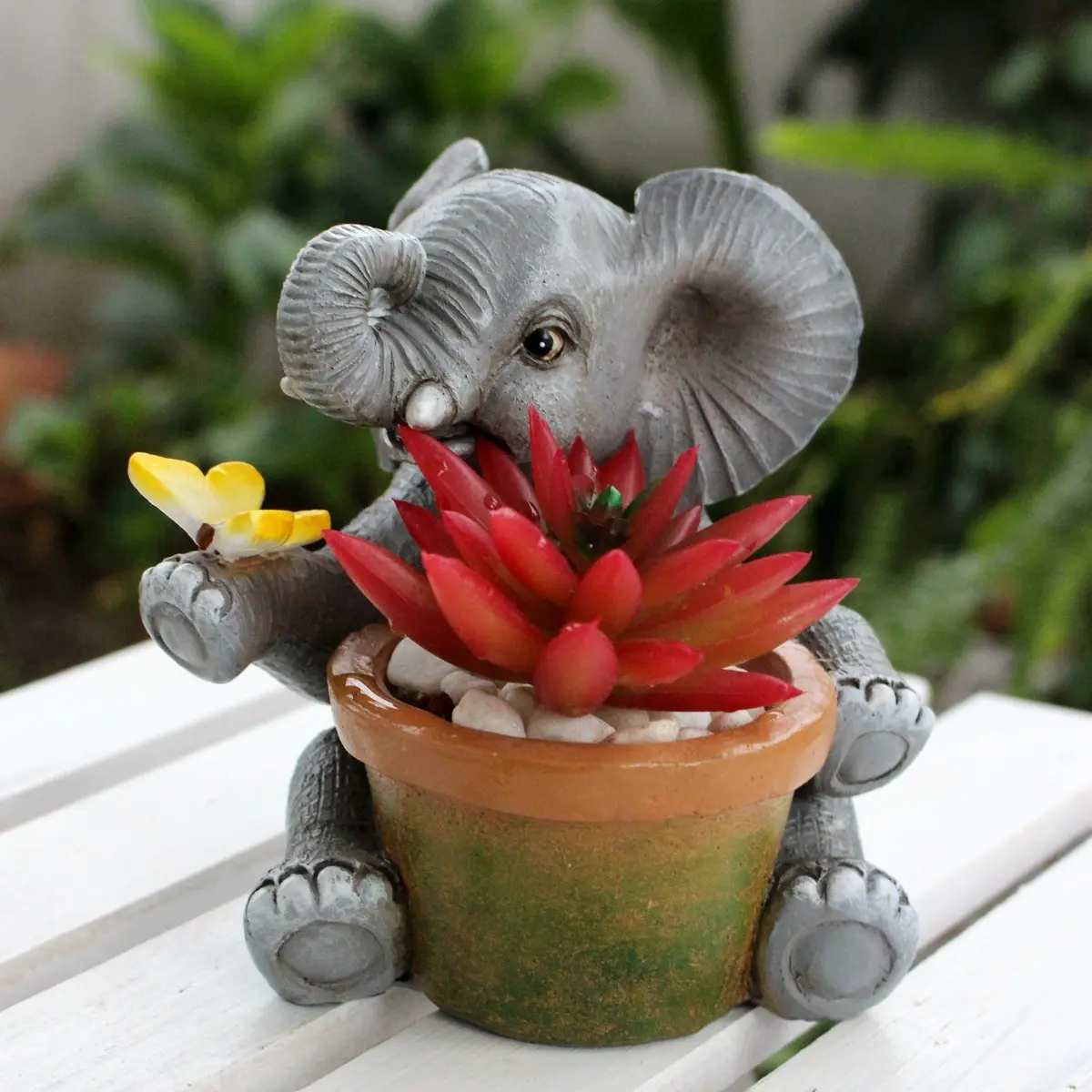 Cute Elephant Bird or Butterfly Resin Flower Pot with Drainage Hole, Garden Planter, Succulent Planter, Perfect for Indoor Display or Garden, Animal Theme Decor, Resin Planters, Plant Pots, Decorative Pot