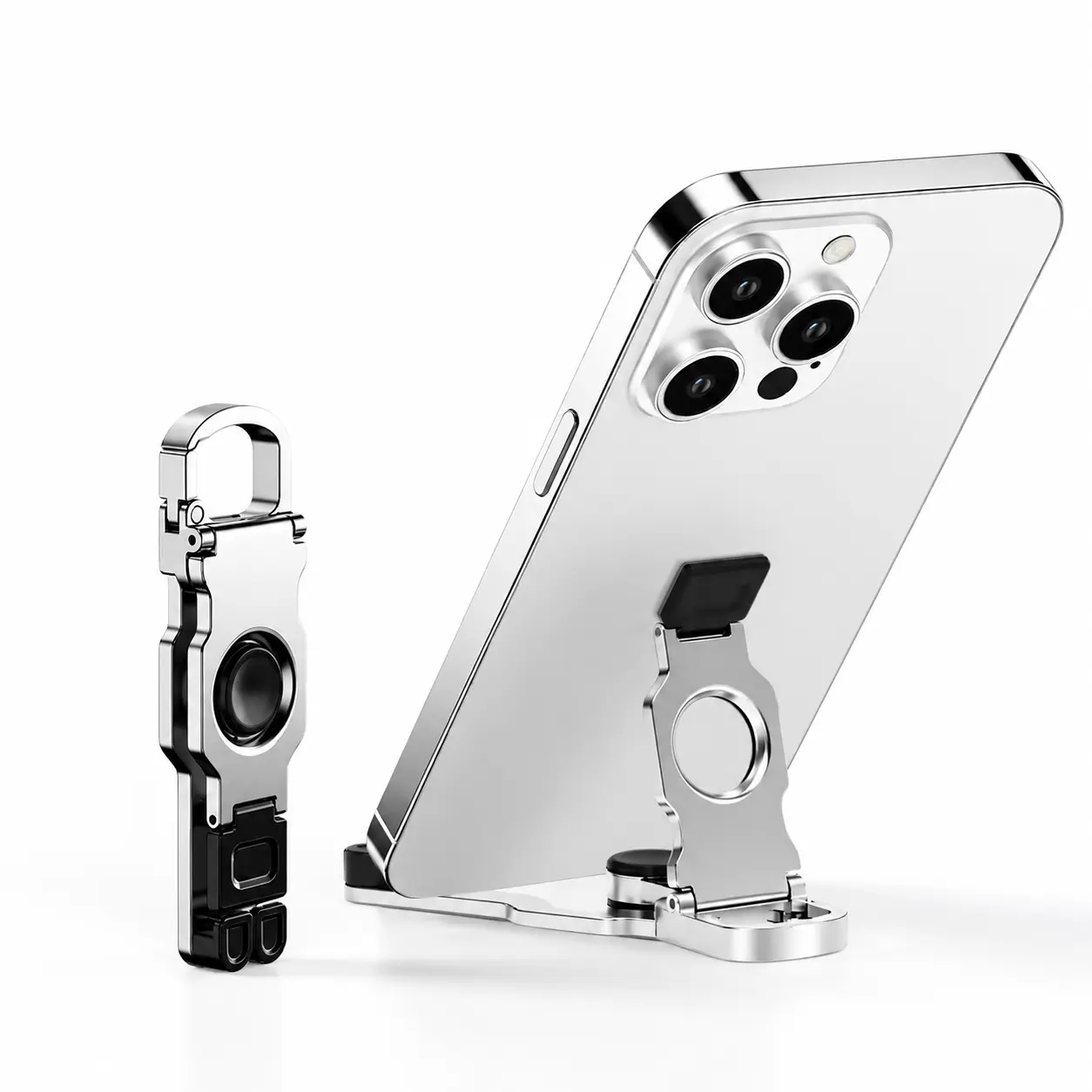 2-in-1 Fidget Spinner Phone Stand Keychain, 360° Rotating Foldable Mini Phone Holder, Portable Stress Relief Gadget for Office, Travel & Everyday Carry accessory fitness kickstand