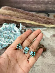 Handmade Sterling Silver 'Golden Hills Turquoise Cobble Collection' Adjustable Ring "Signed Nizhoni"