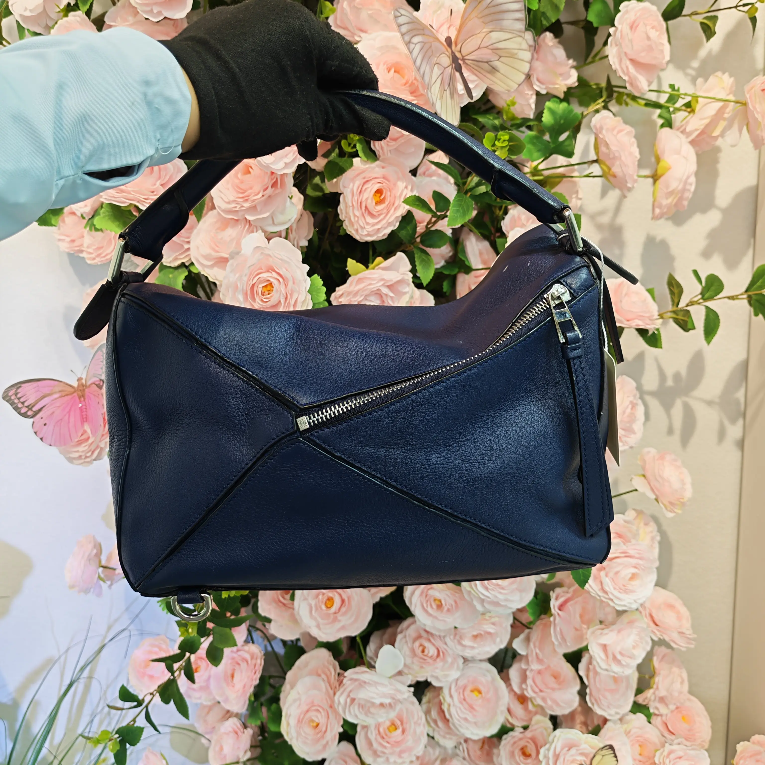 Pre-owned france Crossbody Bags LLOEWE Medium Blue Puzzle Bag（SZ 18362）