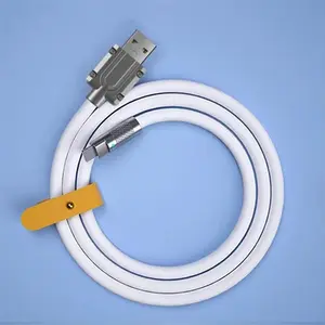 120W 6A Super Fast Charge Liquid Silicone Cable Type-C Charger Data Cable for Xiaomi Huawei Samsung Zinc USB Bold Data Line 1M JIARUILA