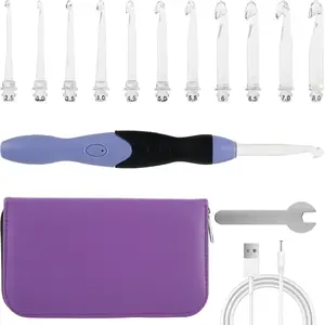 Rechargeable Lighted Crochet Hooks Set - 11 Interchangeable Heads (2.5mm~8.0mm), Slow Fashion DIY Knitting & Crochet Tool