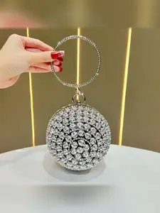 Elegant Rose Ball Evening Clutch Purse, Luxurious Handbag with Sparkling Diamonds, Stylish Crossbody Small Bag for Women, Perfect for Parties