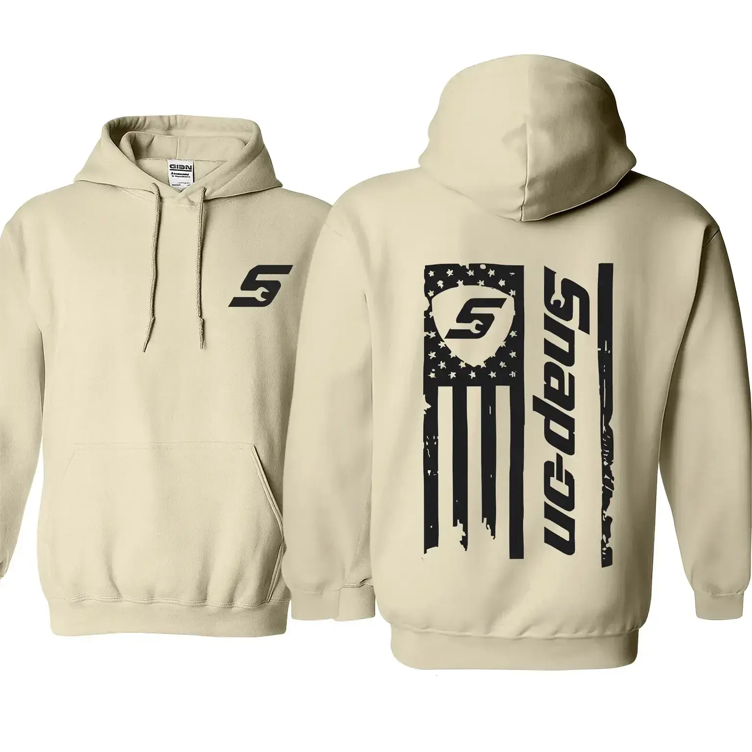 Men's American Flag Hoodie Tops, 2-Sided Graphic Long Sleeve Heavyweight Cotton Pullover, Everyday Casual Streetwear Style Sweatshirt - KitchenEra Classic Menswear
