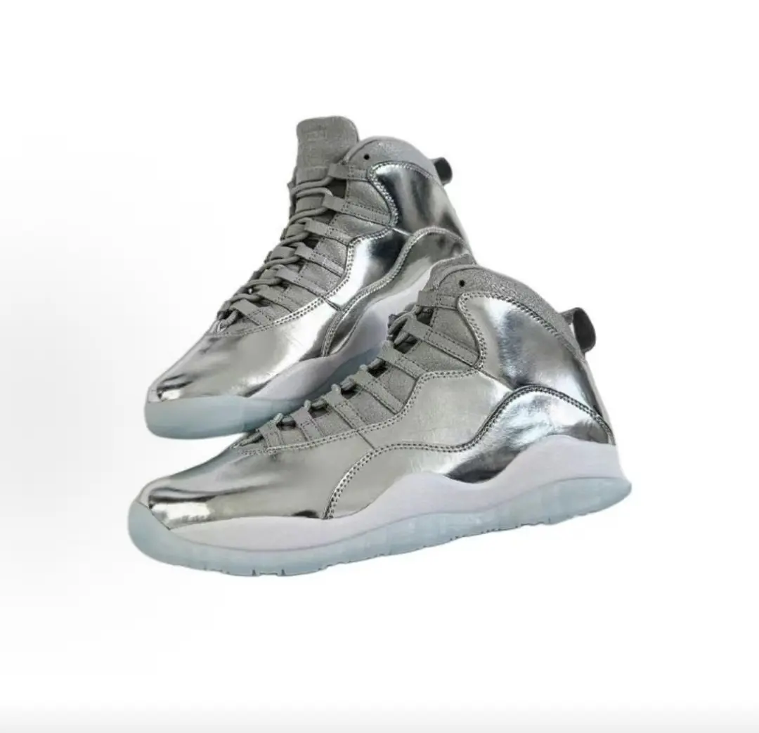 Trendy Gloss Metallic Silver High Top Sneakers For Men Reflective Mirror Leather Clear Cushion Sole Perfect For Street Outfits & Night Parties
