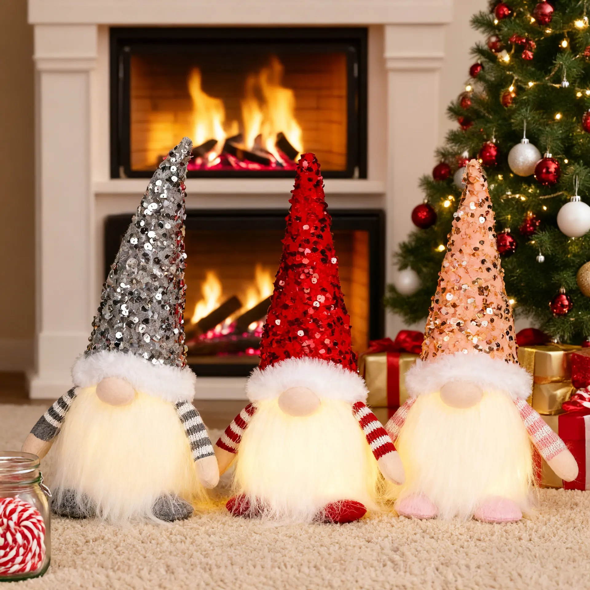 New LED Christmas Elf Home Decor, Glowing Dwarf Statue, Holiday Table Decoration, Perfect Gift for Room, Office, Living Room, Bedroom