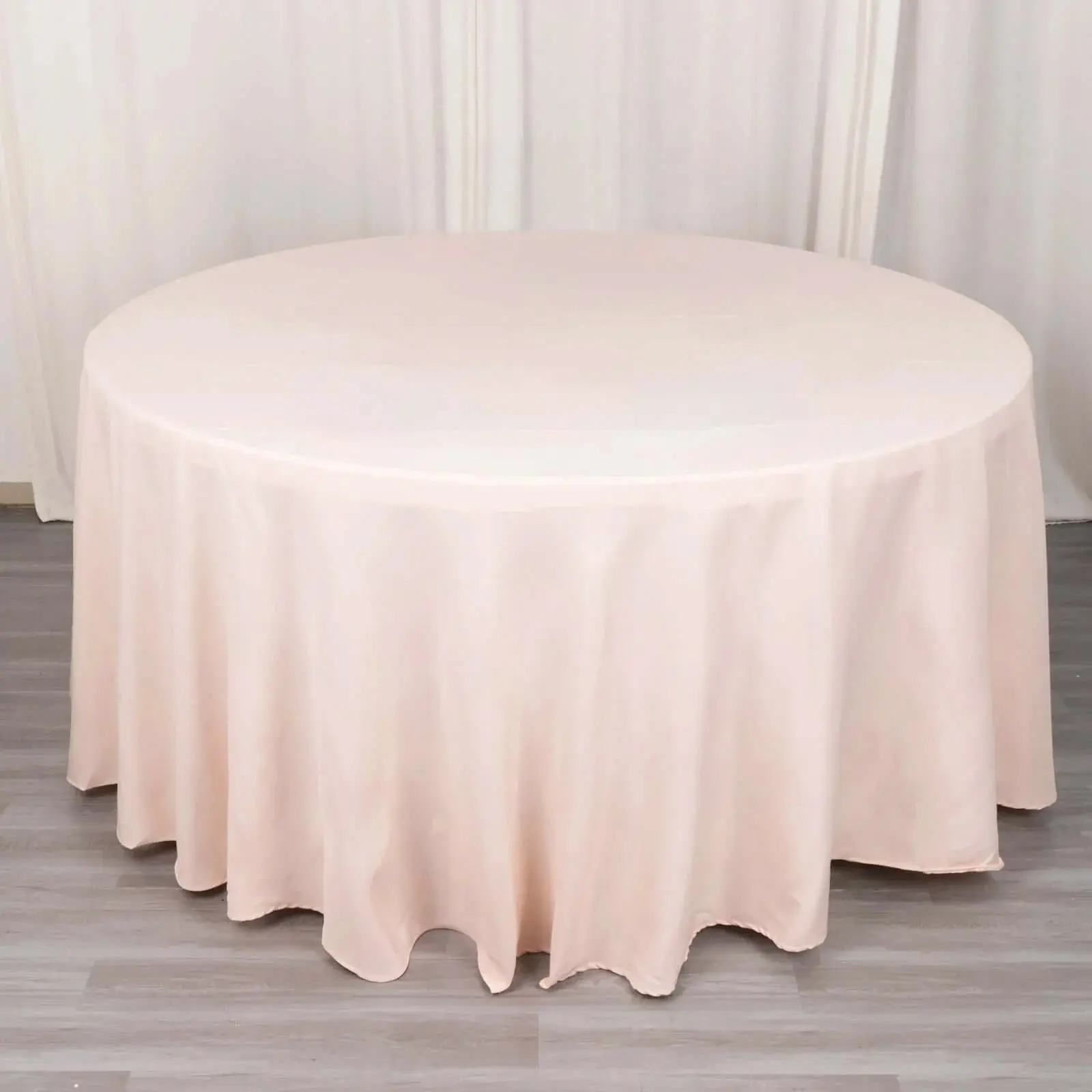 Premium Polyester Round Tablecloth - 120" Blush Pink, 220GSM Seamless Table Cover for Wedding, Ceremony, Decoration, Large Outdoor Tablecloths