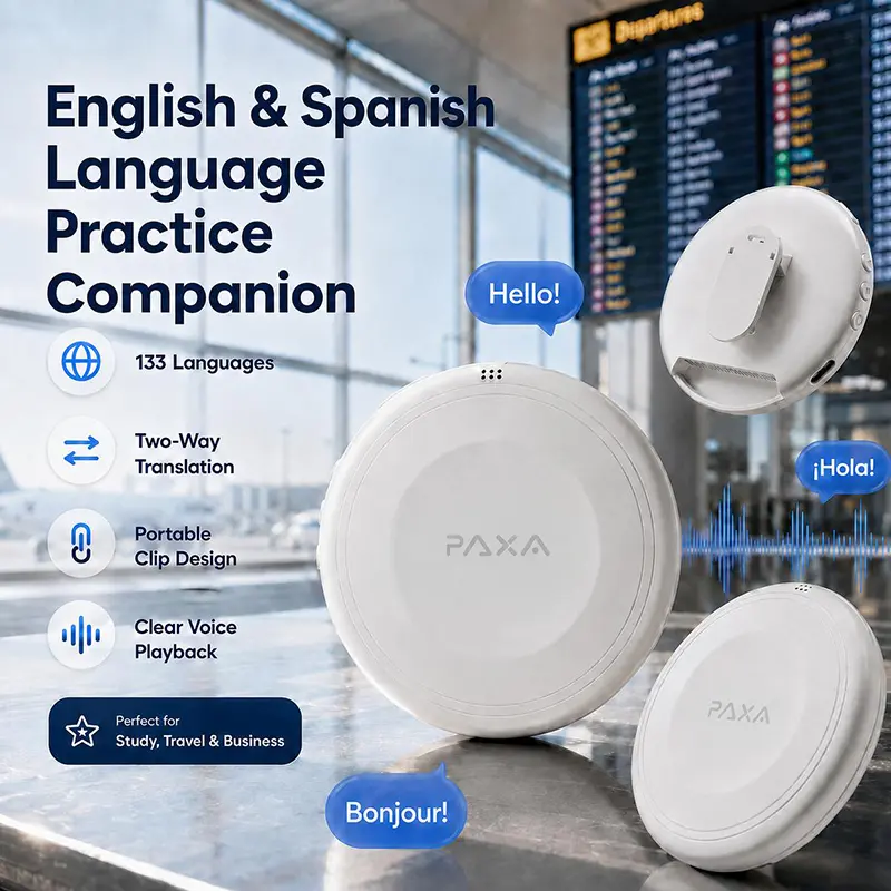 PAXA TS1 Smart Translator & Learning Companion Speaker, Supports 133 Languages, AI Voice Interaction for Language Practice, Travel, Business & Family Learning, Portable Audio Companion for Kids & Adults