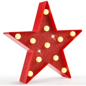 Marquee Lights, Glitter LED Marquee, Red Light Up  -   Night Light for Birthday Party, Wedding, Christmas Decoration