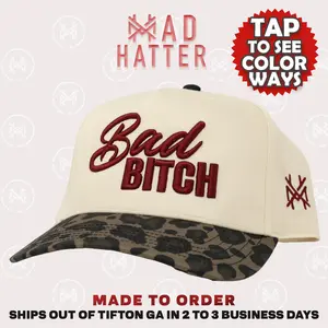 Bad B* Embroidered Cute Womens Trucker Hat Snapback Adjustable (Up To Size 8 Head) Gift Cap